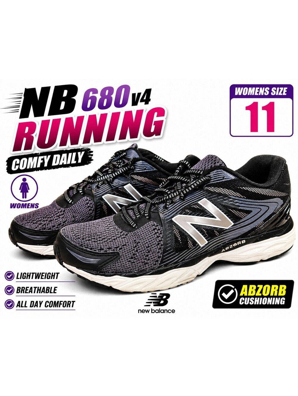 Size 11 - New Balance ABZORB 2000 Pearl Grey Black